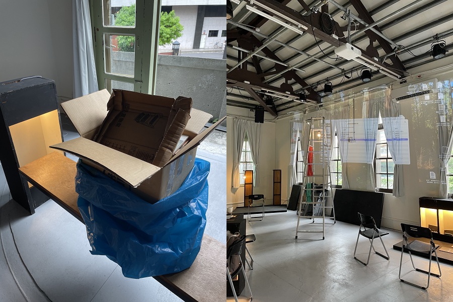 卓明紀錄劇場計畫《Chapter 1：另一種選擇》於牯嶺街小劇場二樓展演，貌似工地的現場，待觀眾發現藏存其中的細節。（攝影／林乃文）