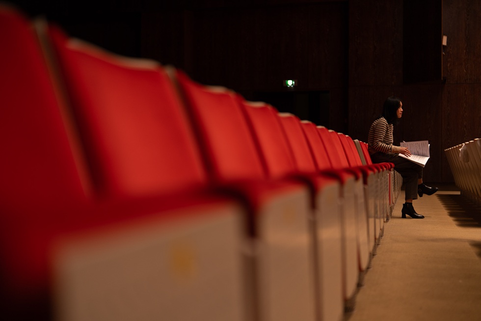 林佳瑩,於《拱體圖騰之夢》演前彩排。(意傑藝術提供)