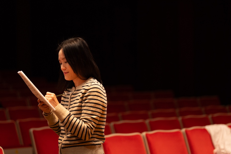 林佳瑩,於《拱體圖騰之夢》演前彩排。(意傑藝術提供)