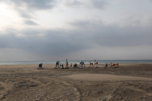 《水泥動物園》，水泥動物雕塑，依據場地而異，2020-2025，屏東落山風藝術季。
