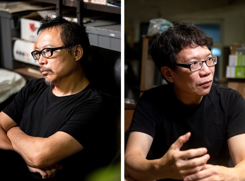 藝術家廖建忠（左）與崔廣宇。（攝影／呂國瑋）